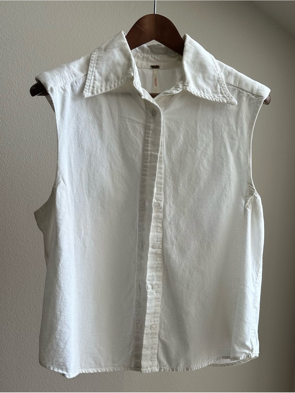 Fee People Sleeveless Soft Denim White Button-Up Shirt NWOT